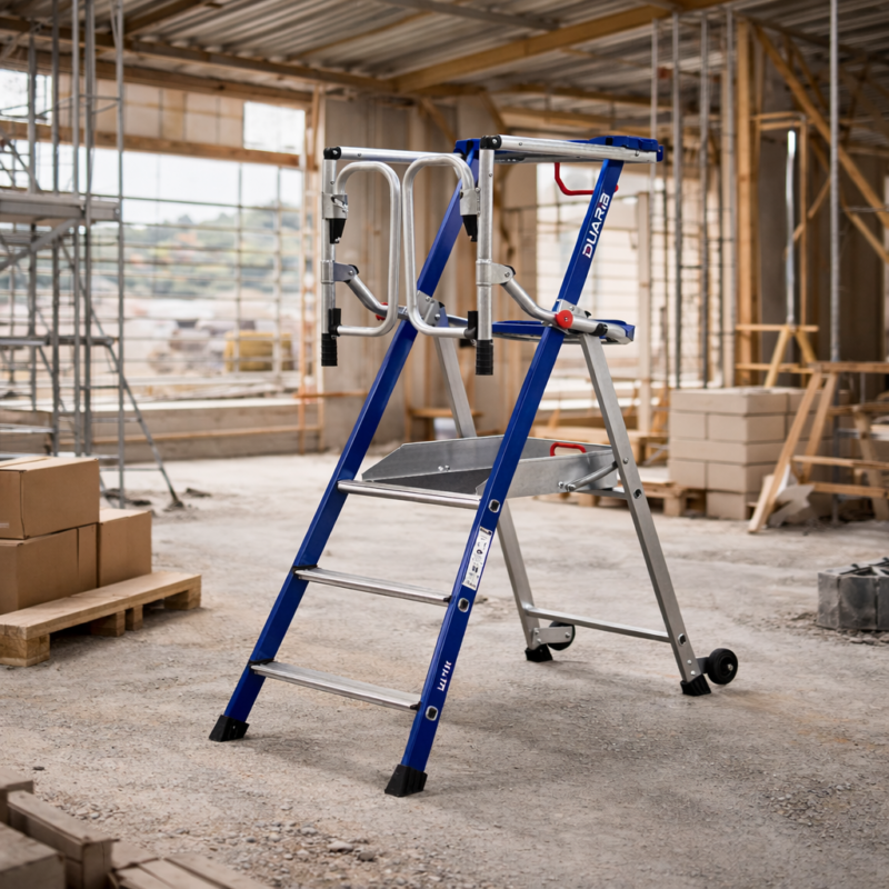 Équipement d’accès en hauteur professionnel escabeau et plateforme industrielle sécurisée